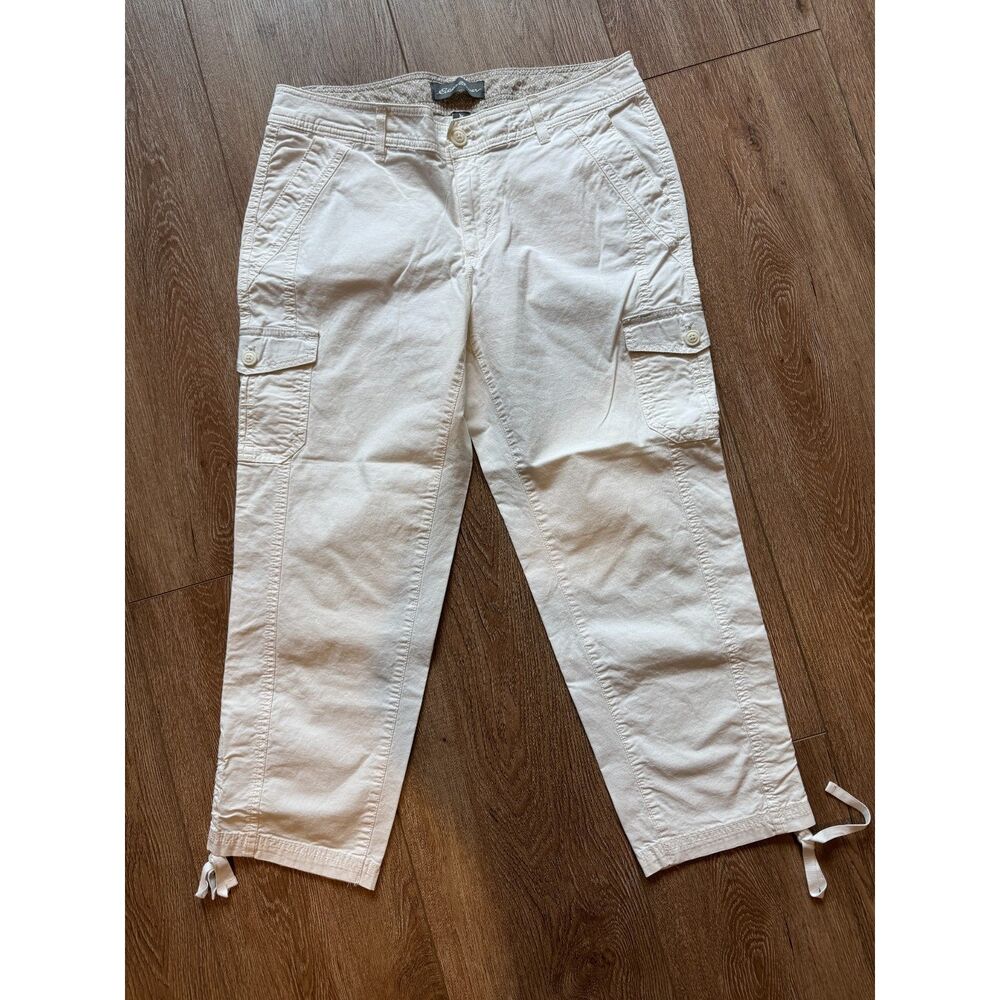Women's EDDIE BAUER Cropped Capri Cargo Pants, Size 8 Tall in White